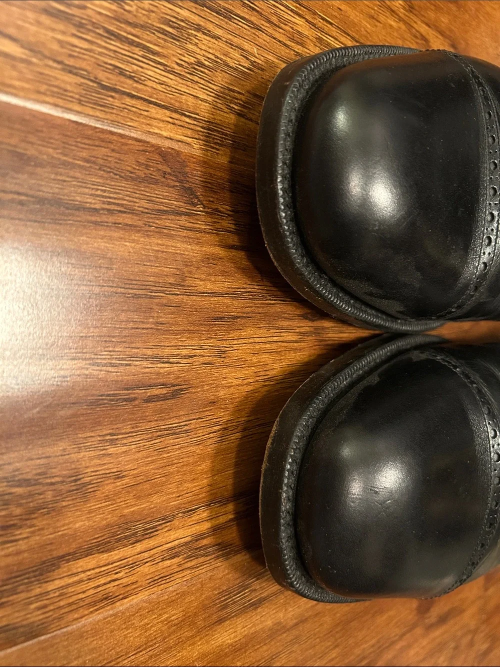 Salvatore Ferragamo Black Leather Cap-Toe Derby Shoes